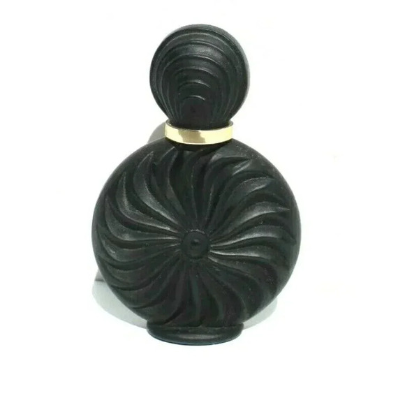 Vtg Art Deco Art Nouveau Matte Black GLASS Perfume Swirl Bottle Bathroom Decor - Picture 1 of 3